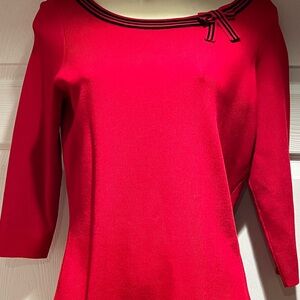 Worthington Top 3/4 length sleeve Red and Black with bow detail